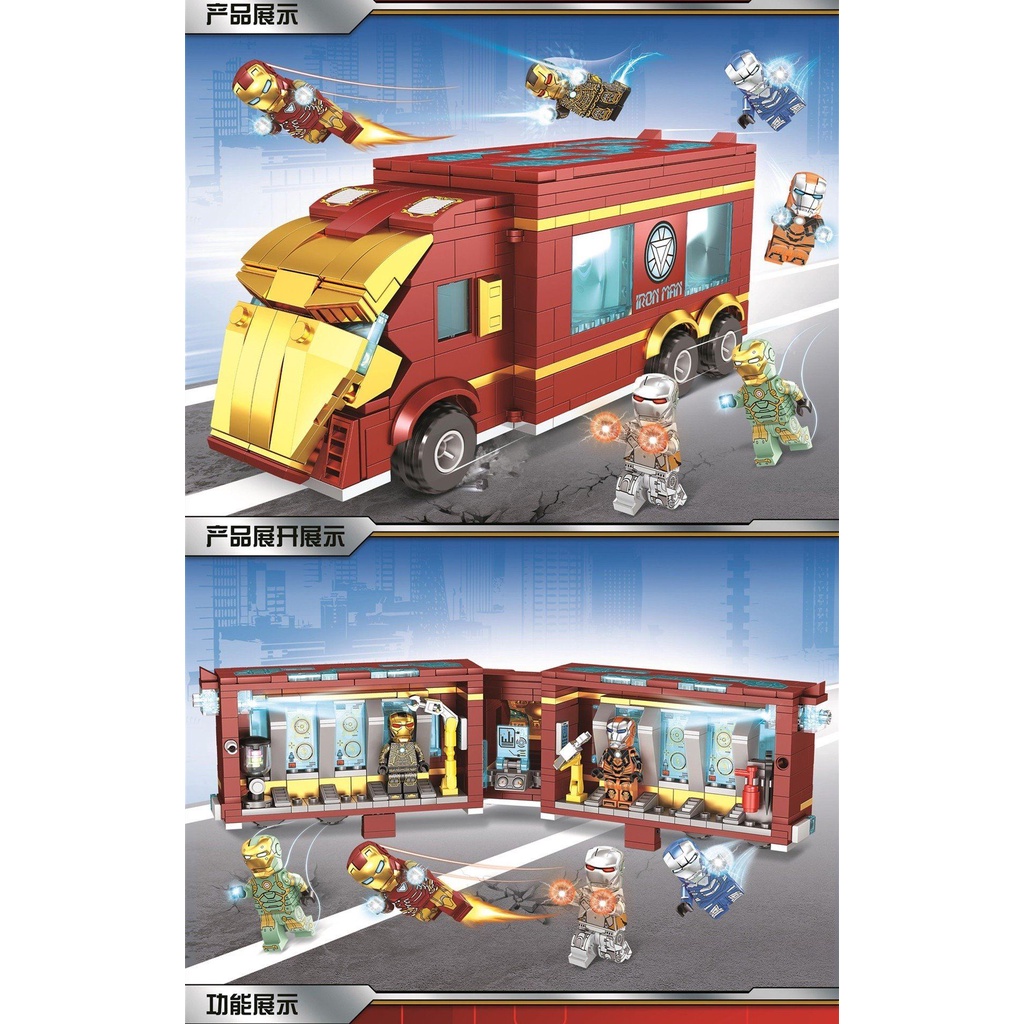 Lego Avengers Iron Man Truck Mecha Gnaku Khối xây dựng lắp ráp nhỏ Đồ chơi giáo dục cho bé trai