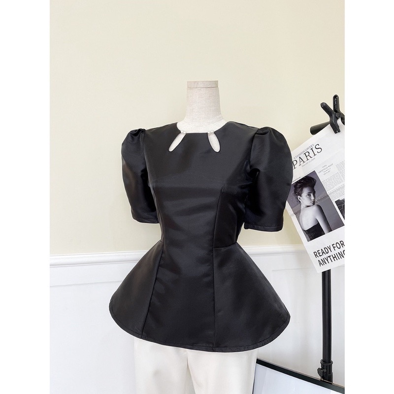 Áo peplum thiết kế cao cấp tay phồng khoét giọt nước 3 màu dự tiệc sang chảnh Sun Fashion