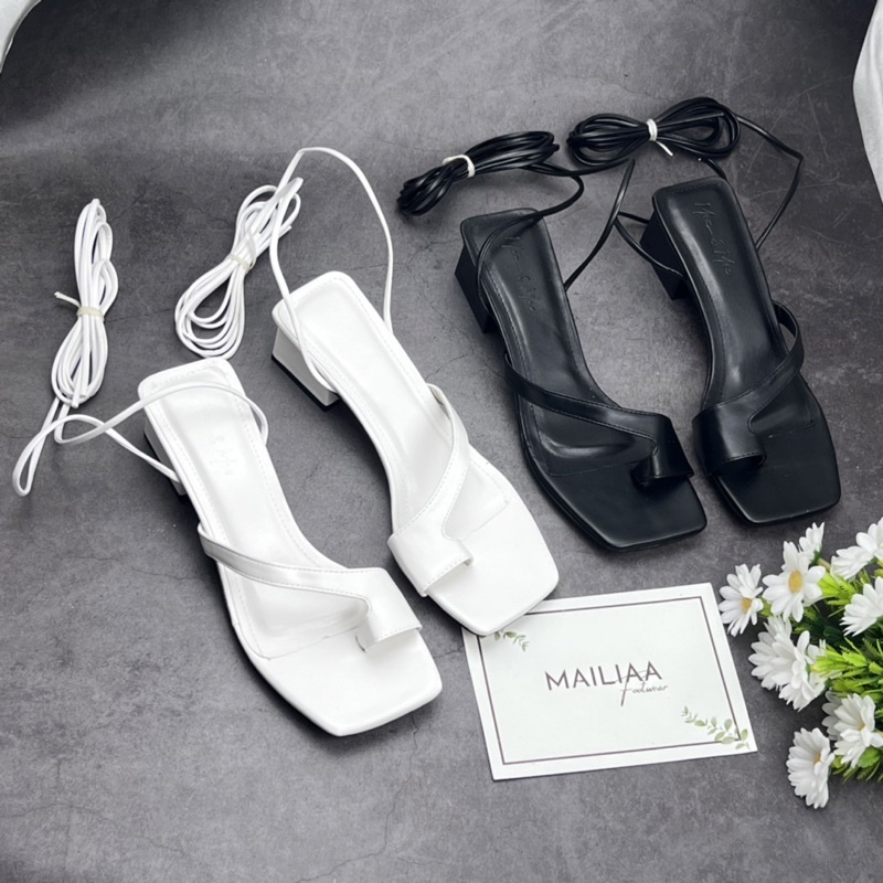 Sandal xỏ ngón MAILIAA gót vuông 3 phân quai sau quấn vòng cổ chân