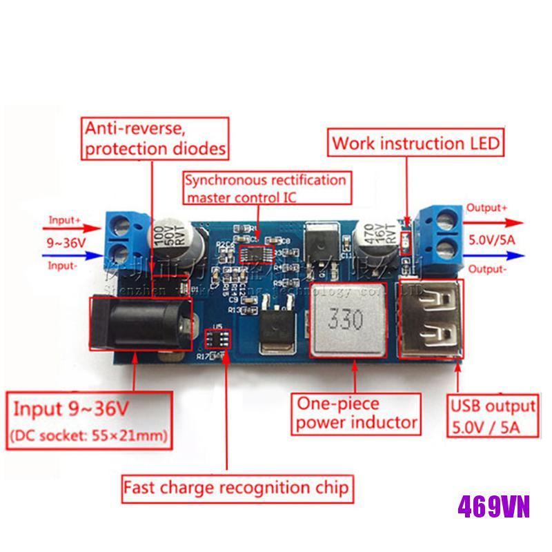 DC DC Bộ Chuyển Đổi Giảm Áp 24v / 12v Sang 5v 5a