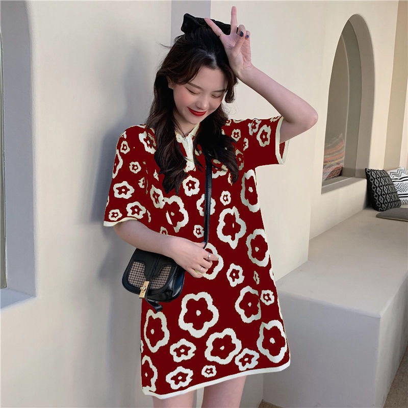 Đầm polo IELGY tay ngắn phong cách Hàn Quốc cho nữ