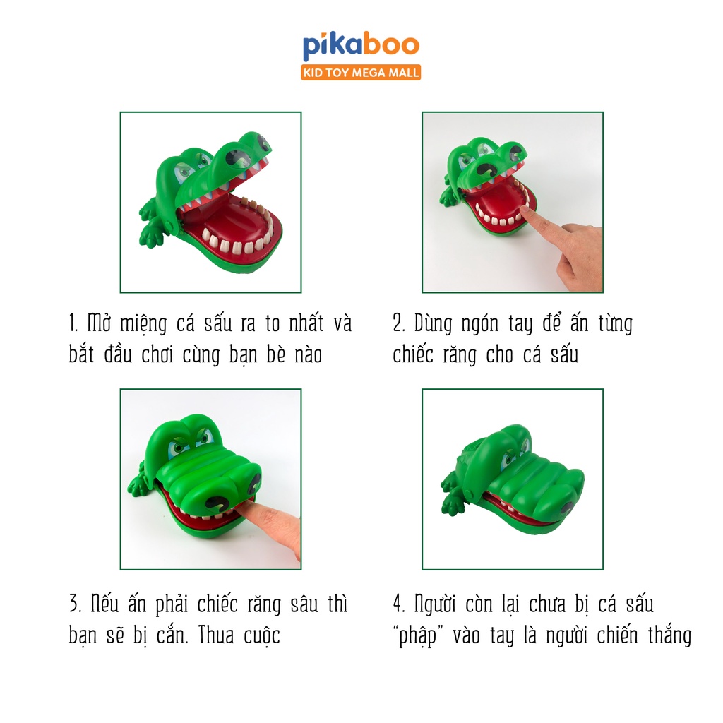 Đồ chơi khám răng cá sấu cắn tay vui nhộn cho bé Pikaboo chất liệu nhựa an toàn cho trẻ từ 3 tuổi
