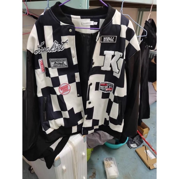 Áo Khoác Bóng Chày Varsity Jacket Dạ Nỉ Tay Da K
