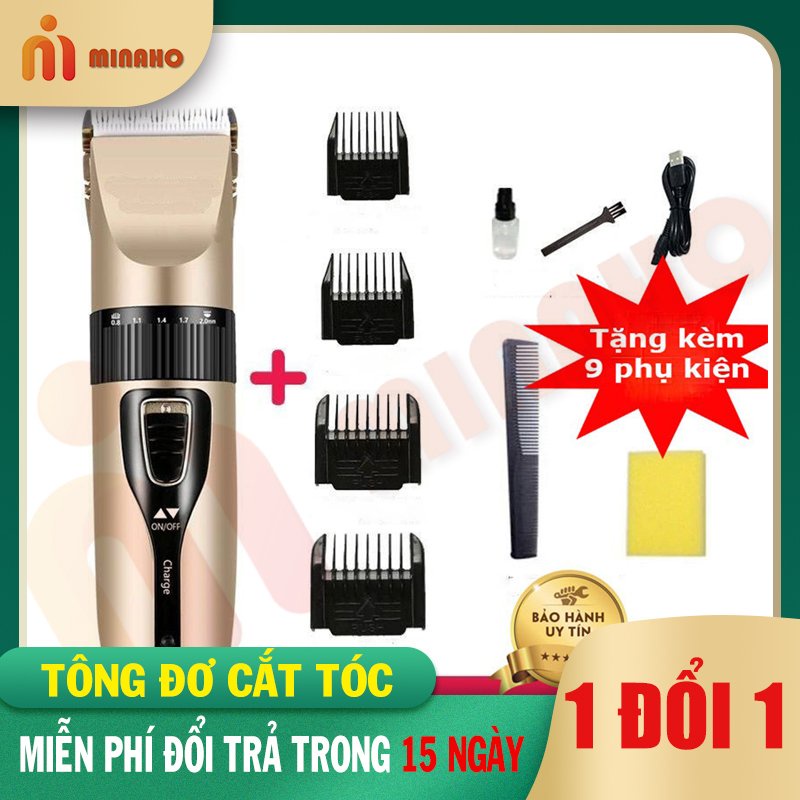 Tông Đơ Cắt Tóc Cao Cấp MINAHO - Tông Đơ Cắt Tóc Gia Đình Siêu Khỏe ( tặng kèm 9 phụ kiện )