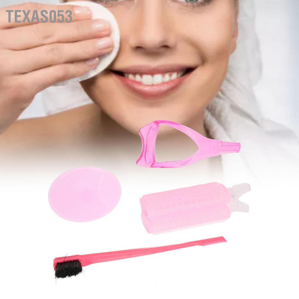 Texas053 Làm đẹp tóc Máy uốn sạch khuôn mặt Bàn chải lông mày mi Trợ lý Phụ nữ Bộ màu hồng