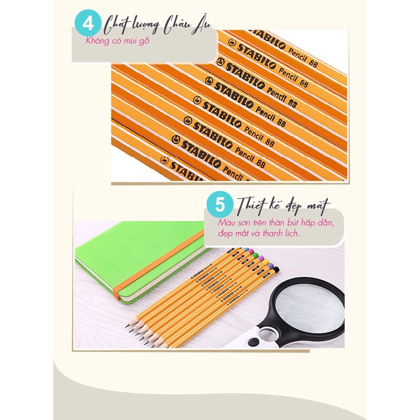 Combo hộp 12 cây bút chì gỗ STABILO Pencil 2B (PC88/12)