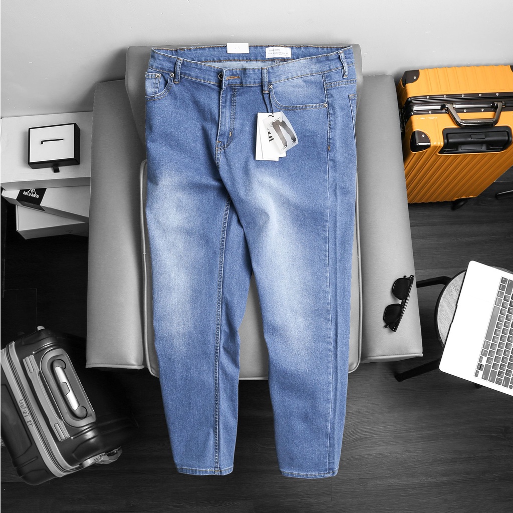 (bigsize) quần jean nam bigszie màu xanh trơn 80 - 130kg - Mẫu trơn