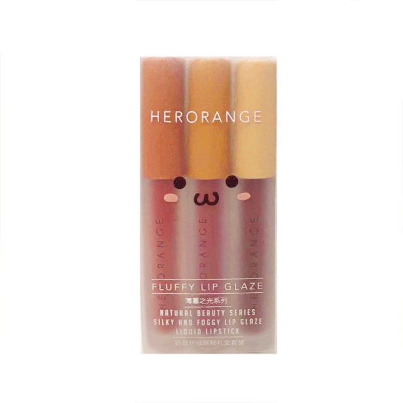 Set 3 Cây Son Kem Lì Herorange Fluffy Lip Glaze [Mẫu mới 8/2021-thỏi mảnh]