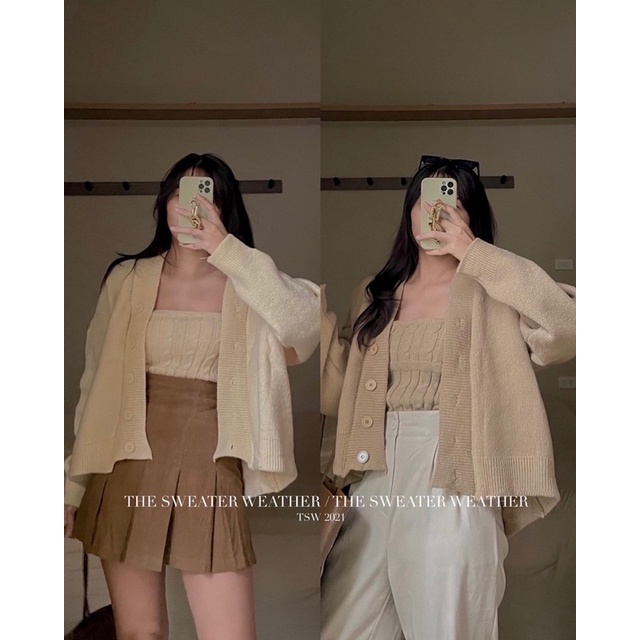 (Ảnh thật) Set áo khoác cardigan kèm áo quây len thừng the.sweaterweather TSW | BigBuy360 - bigbuy360.vn