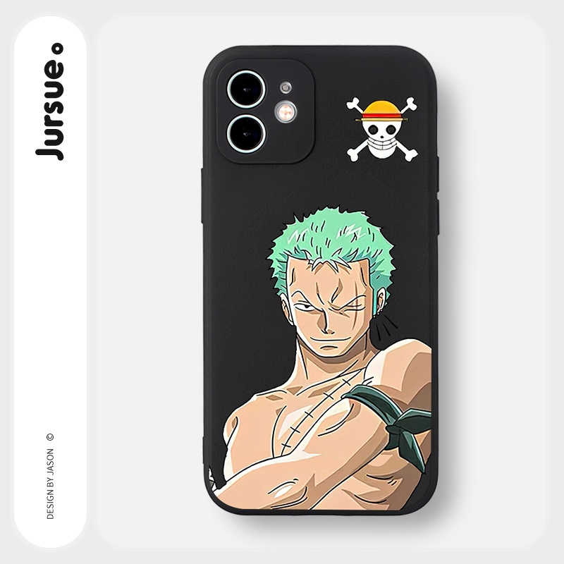 Ốp lưng JURSUE mềm chống bẩn hoạt hình độc lạ đen Cho iPhone 14 13 12 11 Pro Max SE 2020 X XR XS 8 7 ip 6S 6 Plus Y2166