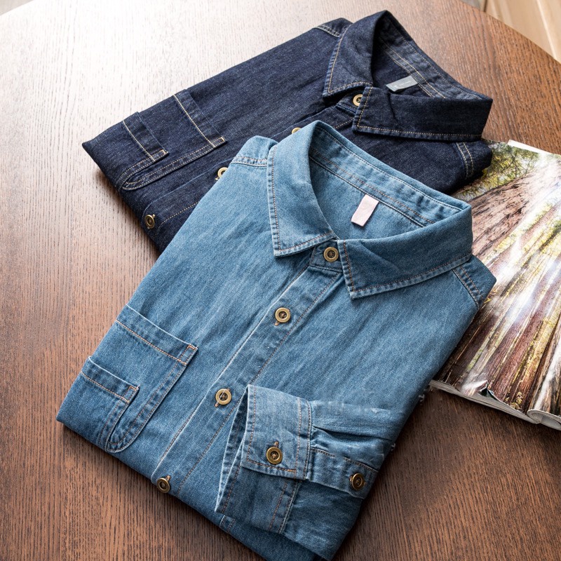 Áo Bò Denim Áo Sơ Mi Jean Dài Tay Đủ Size Nam Nữ Chống Nắng, Dễ Mặc, Đi Chơi Đi Làm Thoải Mái Hình Ảnh + Video