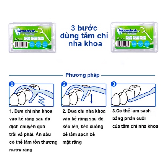 Hộp 50 que tăm xỉa răng, tăm chỉ nha khoa dùng 1 lần