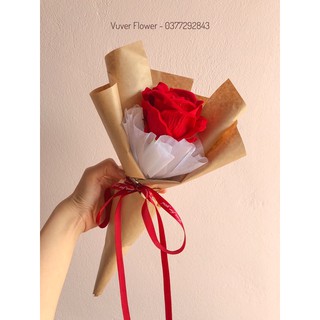 Bó hoa ốc quế 1 bông luạ cao cấp (Mẫu mới) - Tặng thiệp