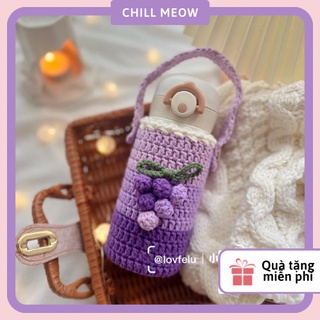 Túi đựng bình nước len hình quả nho, túi len handmade CHILLMEOW