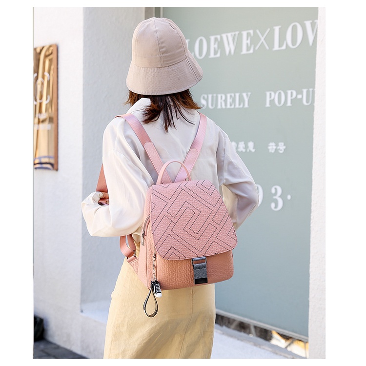 Balo Chuwanglin bằng da thời trang thường ngày cho nữ