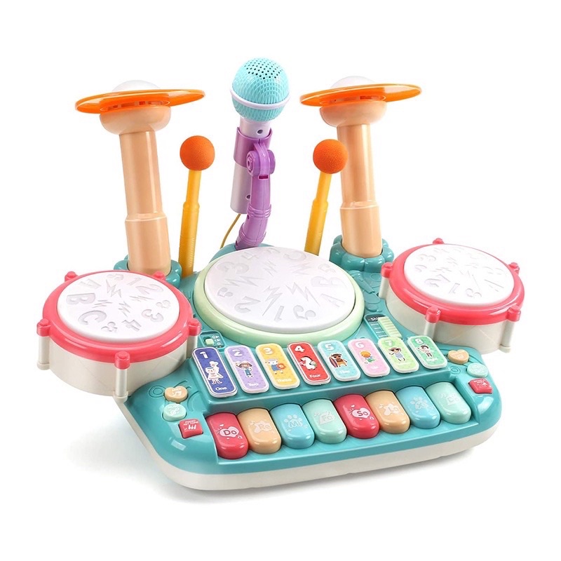 Đồ chơi trống kết hợp phím đàn piano kèm mic hát cho bé là bộ đồ chơi nhạc cụ giáo dục sớm cho bé từ 18 tháng - 5 tuổi