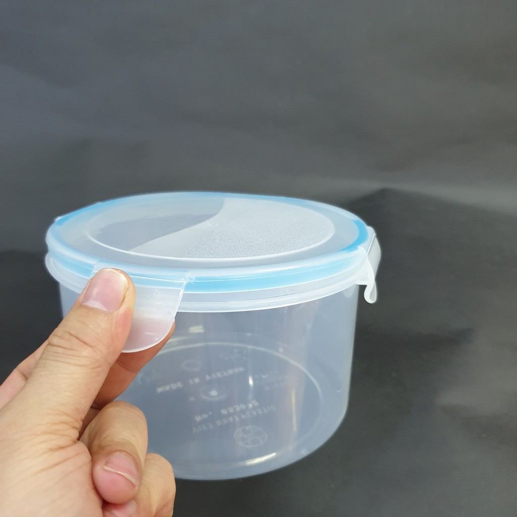 Hộp thực phẩm Chuẩn Xịn Việt Nhật, hộp đựng thức ăn để tủ lạnh loại cao cấp, hình tròn cỡ số 2, có nắp đạy chắc chắn