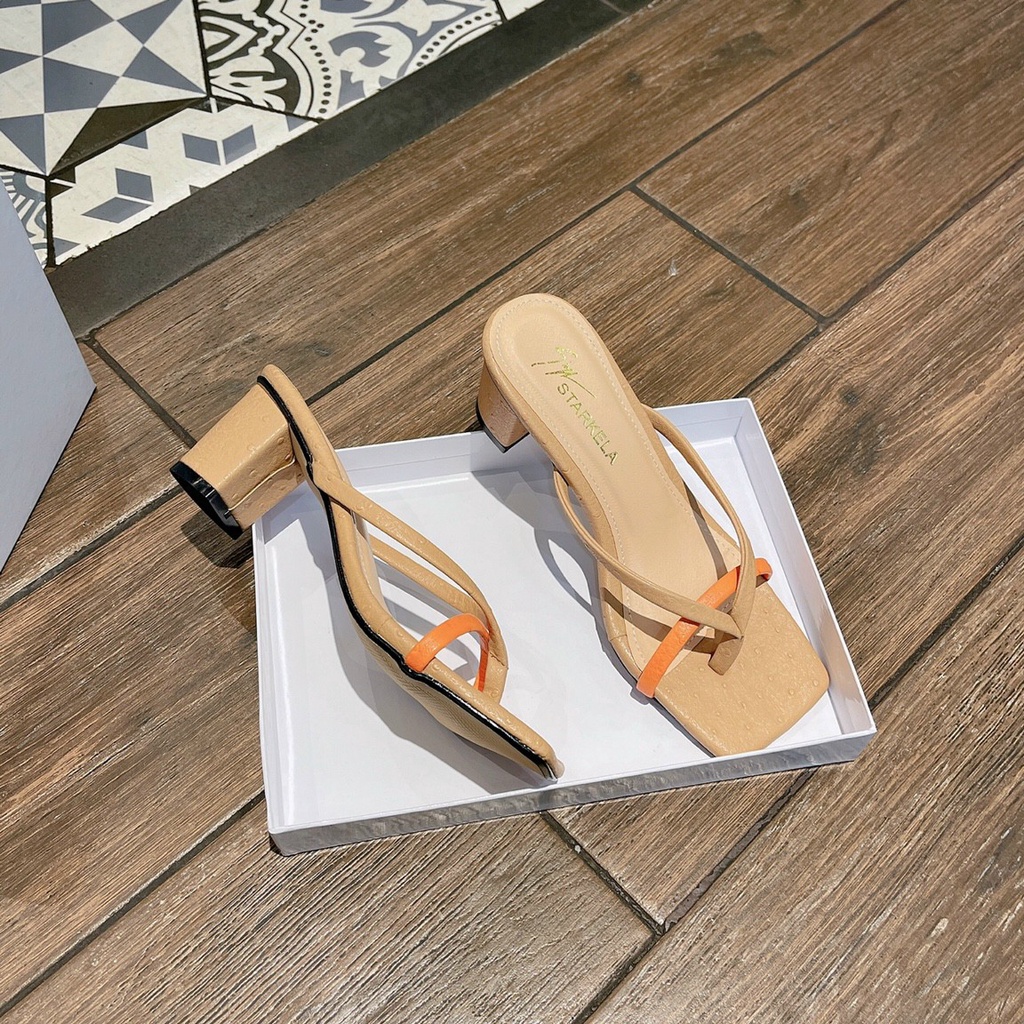 GUỐC NỮ CAO GÓT 7CM MŨI HỞ DA VÂN -GIÀY NỮ GÓT VUÔNG QUAI NGANG KẸP NGÓN BỀN ĐẸP- DÉP NỮ CAO GÓT ĐI TIỆC ĐI CHƠI GN