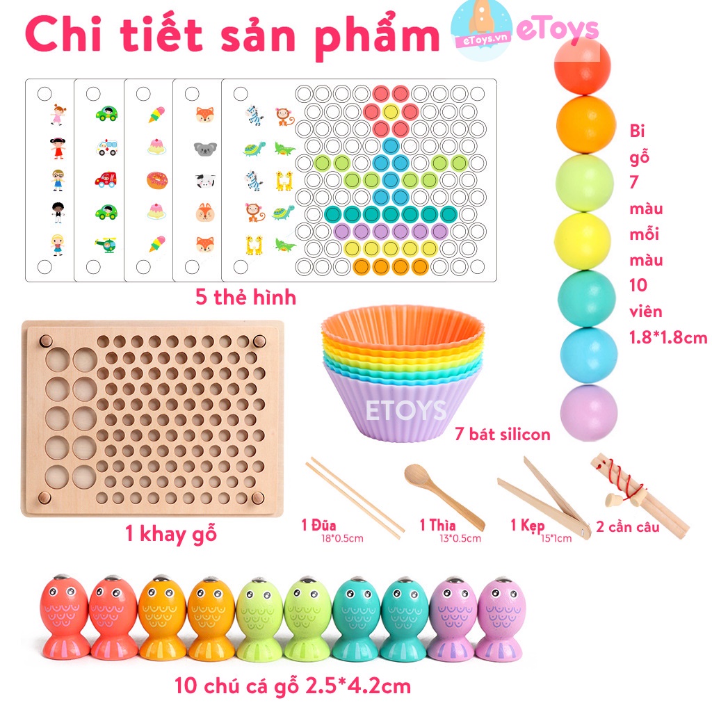 [HOT] Bộ Giáo Cụ Montessori Đồ Chơi Gỗ Câu Cá Nam Châm Kèm Gắp Hạt Rèn Sự Khéo Léo Cho Bé Đồ Chơi Phát Triển Trí Tuệ