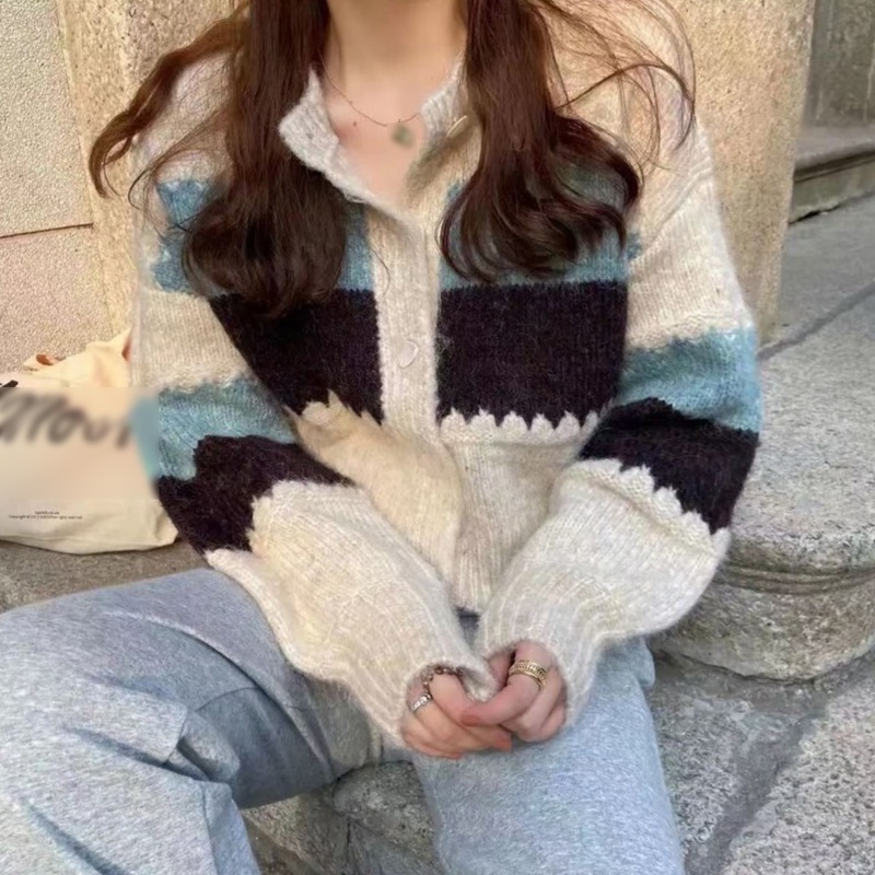 Áo Khoác Cardigan Dệt Kim Tay Dài Dáng Rộng Cổ Tròn Cài Nút Thời Trang Mùa Thu Cho Nữ