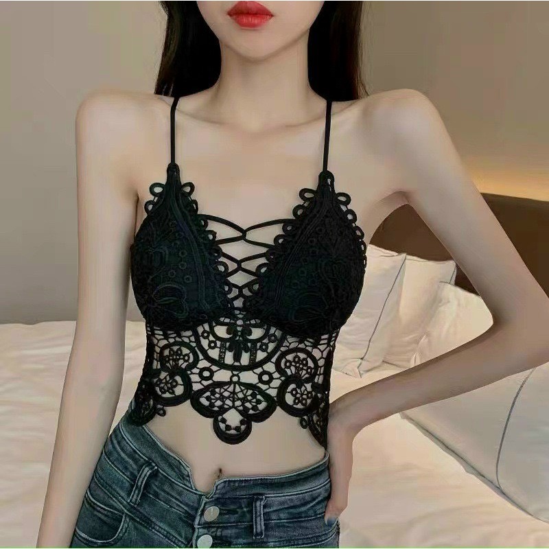 A79 Áo Bra Ren Brelette KATHY BRA Hai Dây Sexy Kiểu Dáng Croptop Phối Blazer Quần Lưng Cao Dạo Phố Siêu Xinh