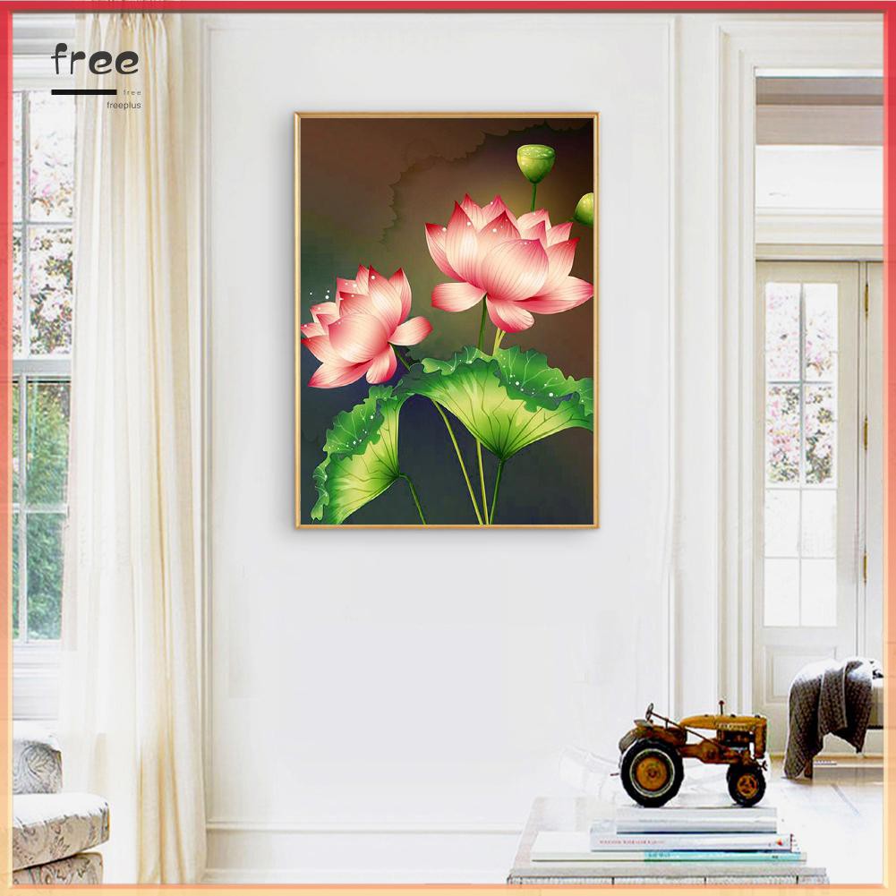 Tranh Đính Đá 5d Tự Làm Hình Hoa Sen Màu Hồng