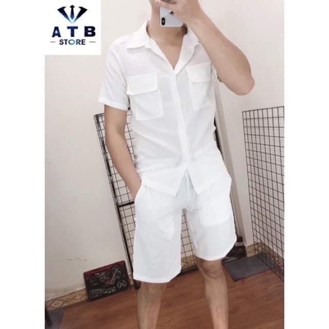 Bộ Đũi Nam, Bộ Quần Áo Nam Cộc Tay Cổ Bẻ Chất Đũi Tự Nhiên Thoáng Mát - Đũi 005 - Xuongmaytrungkien | BigBuy360 - bigbuy360.vn