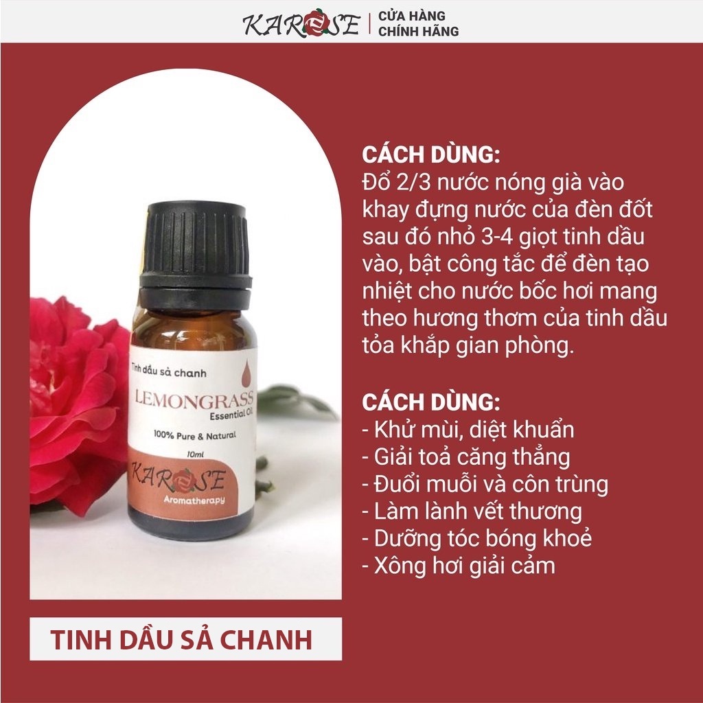 Tinh dầu SẢ CHANH cao cấp giải tỏa căng thẳng, thơm phòng (DATE MỚI NHẤT, 10ml)