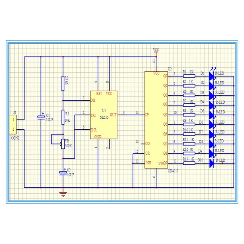 Bảng Mạch Điện Tử 10 Bóng Đèn LED 4.5-6V
