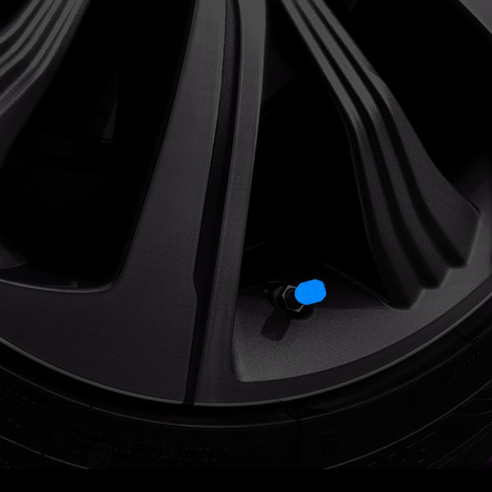 Set 1 / 4 Nắp Van Lốp Xe Hơi / Xe Máy Chống Bụi Màu Xanh Dương Dạ Quang Thông Dụng