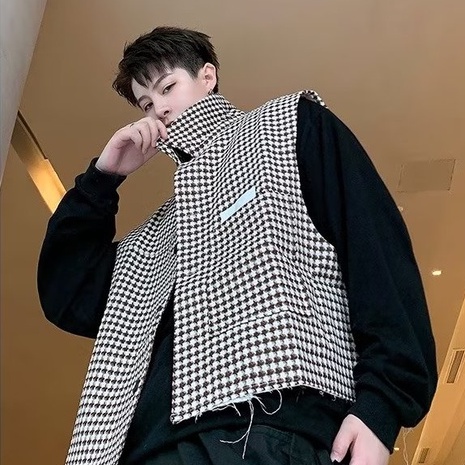 Áo Khoác Sát Nách Kẻ Sọc Caro Trẻ Trung Thời Trang Phong Cách Hàn Quốc Cho Nam