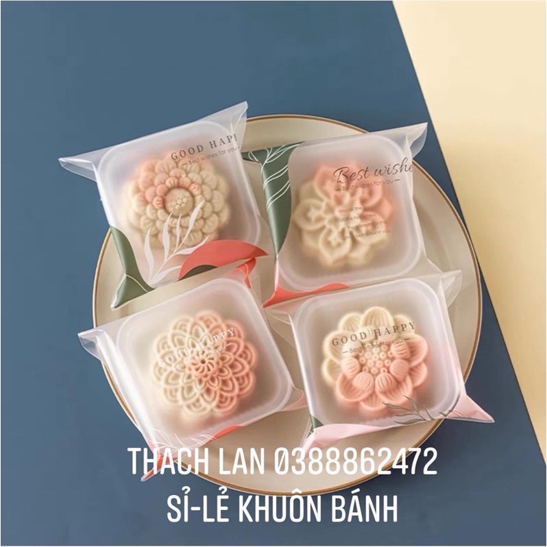 Khuôn trung thu lò xo 75g, 125g sen tháp 4 mặt