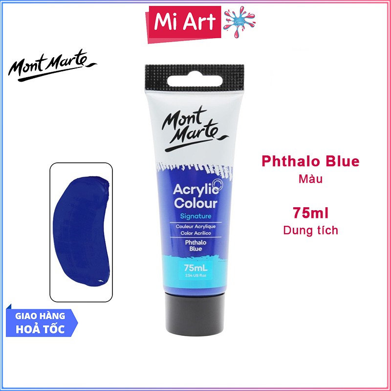 Màu Acrylic Mont Marte 75ml - Phthalo Blue - Acrylic Colour Paint Signature 75ml (2.54oz) - MSCH7520