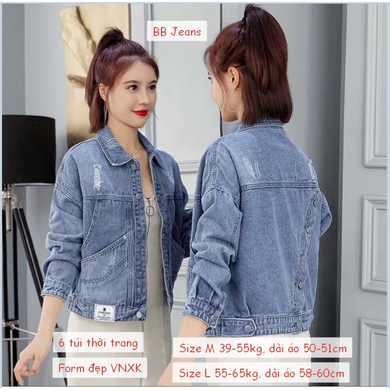 Áo khoác nữ chất jean cao cấp thời trang form dưới 58Kg cools đậm BB51 | BigBuy360 - bigbuy360.vn