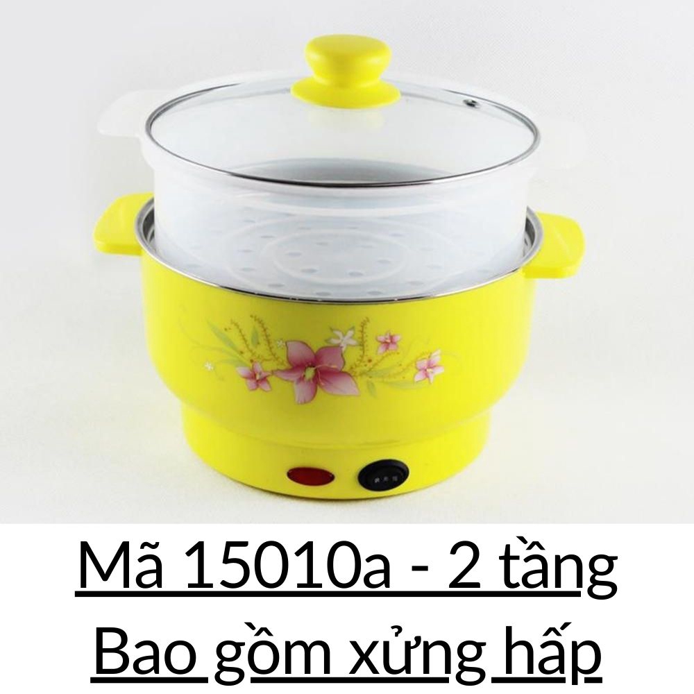 Nồi lẩu điện mini Chọn 1 hoặc 2 tầng xửng Hấp (đường kính 20cm/22cm/24cm/26cm)