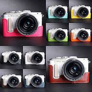Bao che bảo vệ máy halfcase Olympus E-PL8 cao cấp bằng da Korea