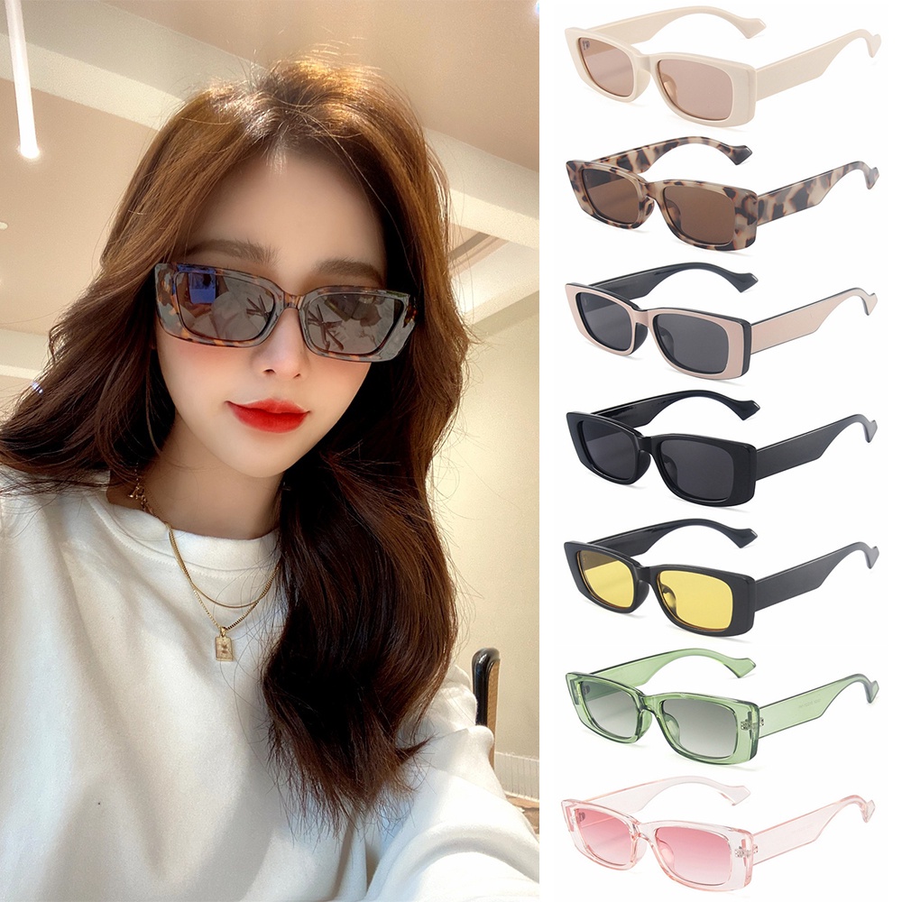 Kính râm gọng hình chữ nhật chống tia UV400 phong cách retro thời trang cho nữ