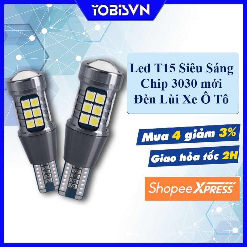 Bóng Đèn LED T15 - W16W Cho Xe Hơi Chip Led 3030 - 27SMD Có Canbus - Màu Trắng