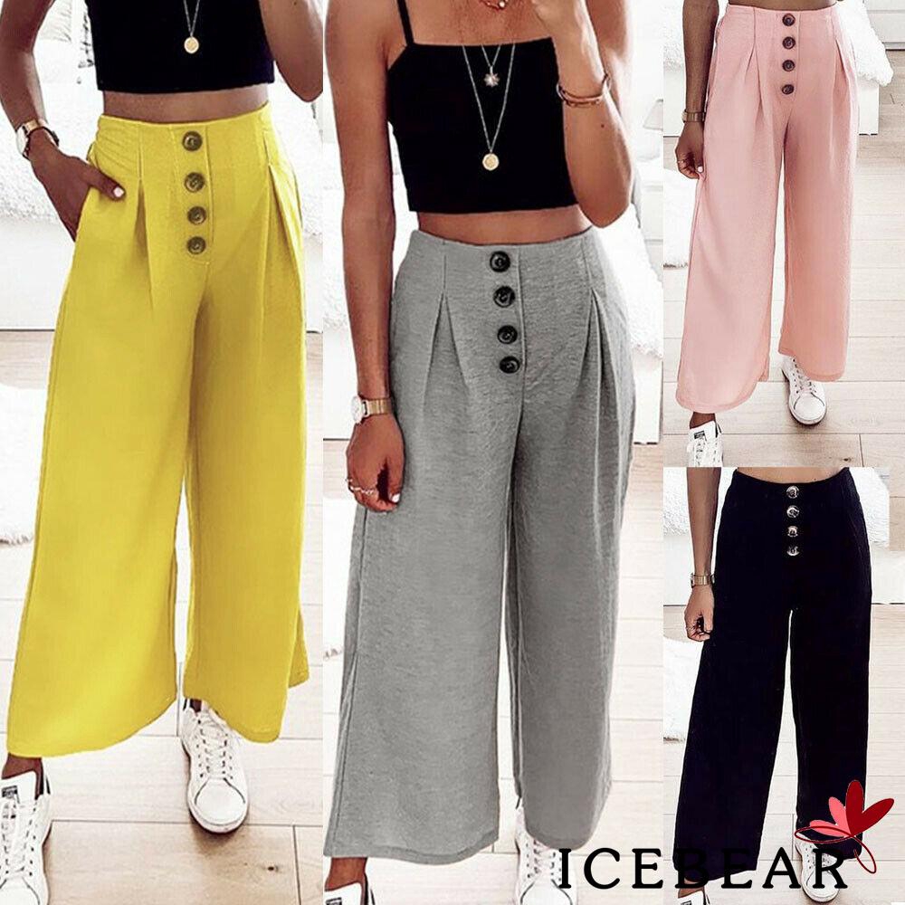 Quần culottes lưng cao ống rộng thời trang