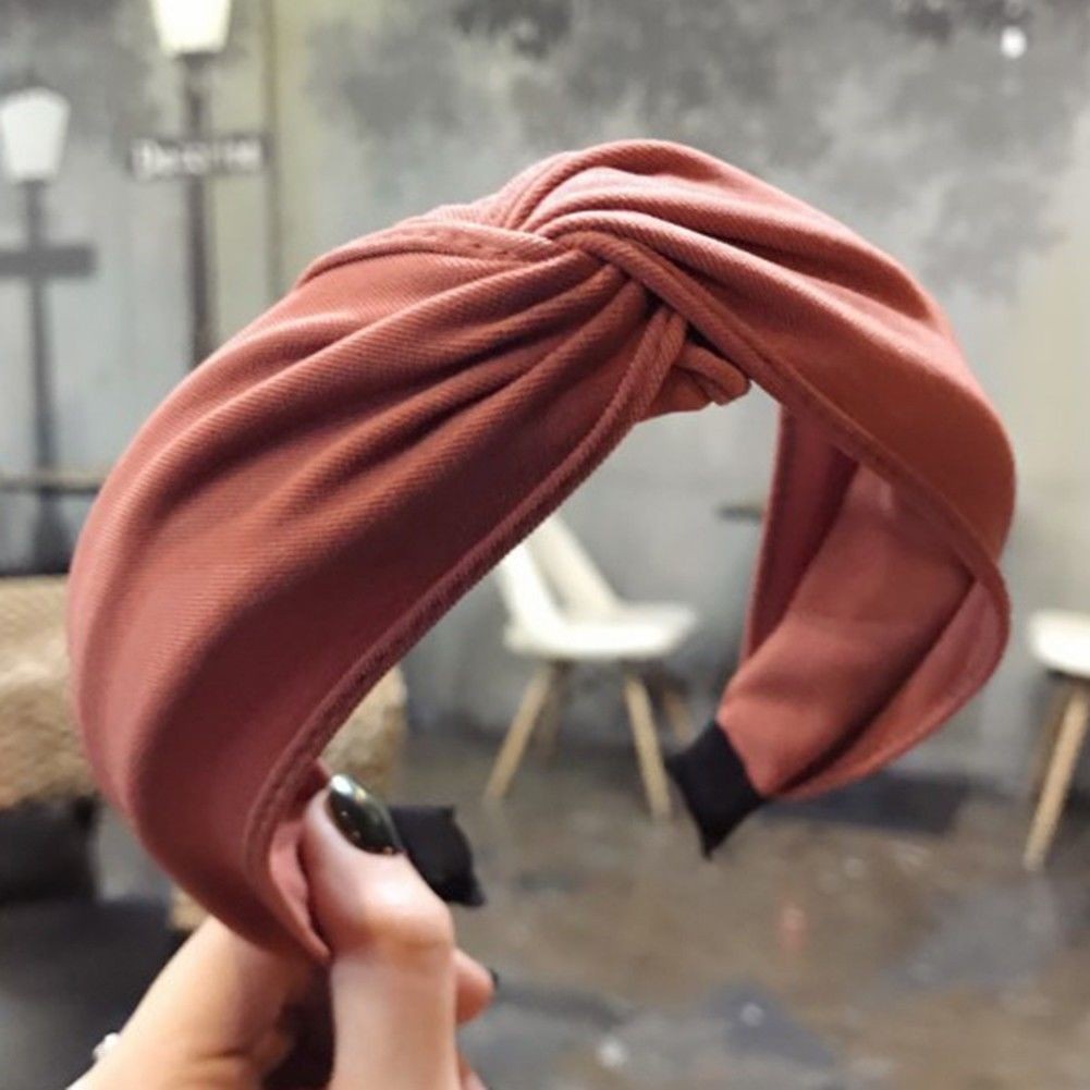Băng Đô Vải Màu Trơn Thắt Nút Chéo Thời Trang Cho Nữ