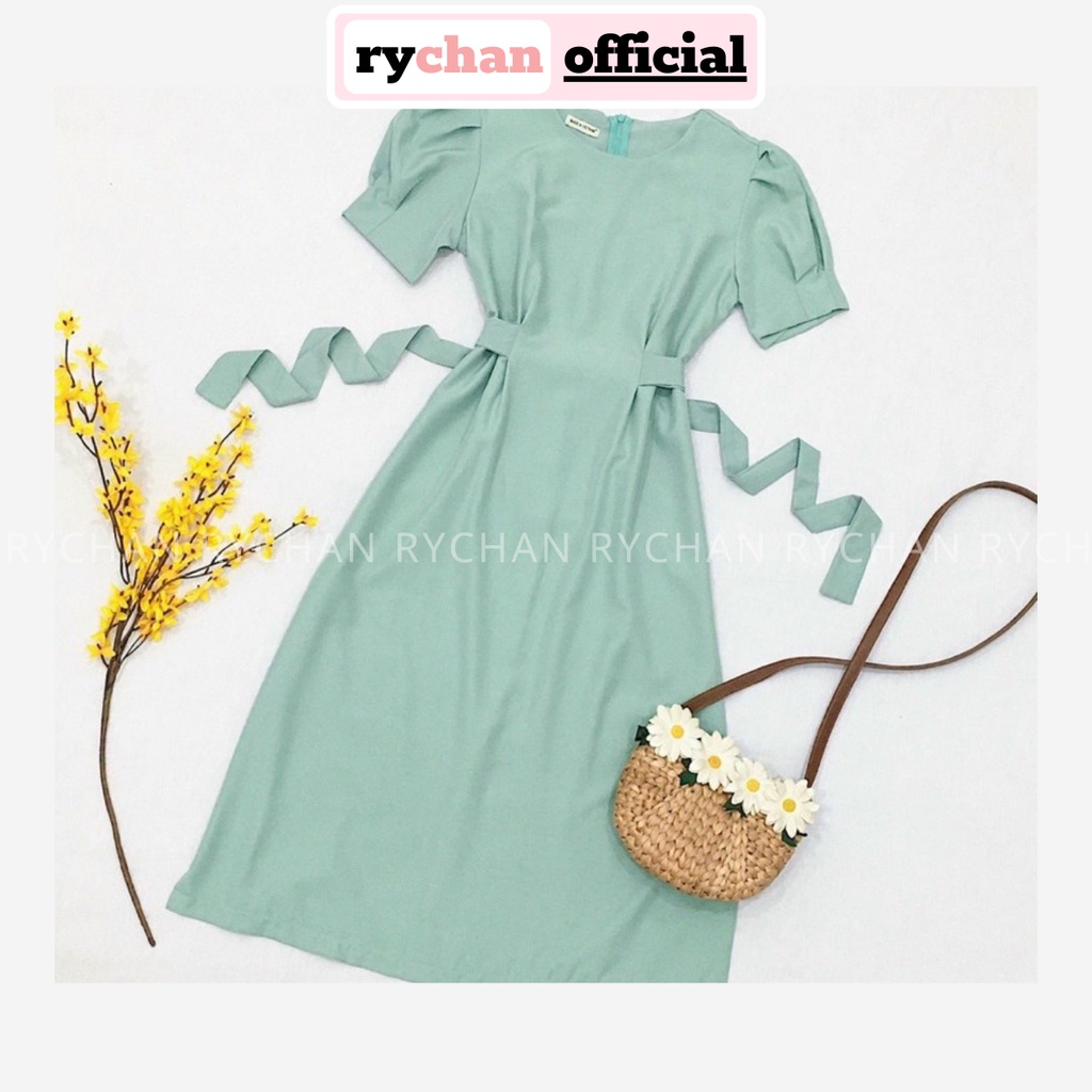 Đầm Xòe Trơn 2 Màu Cột Eo Thanh Lịch [ẢNH THẬT CUỐI] - DX024