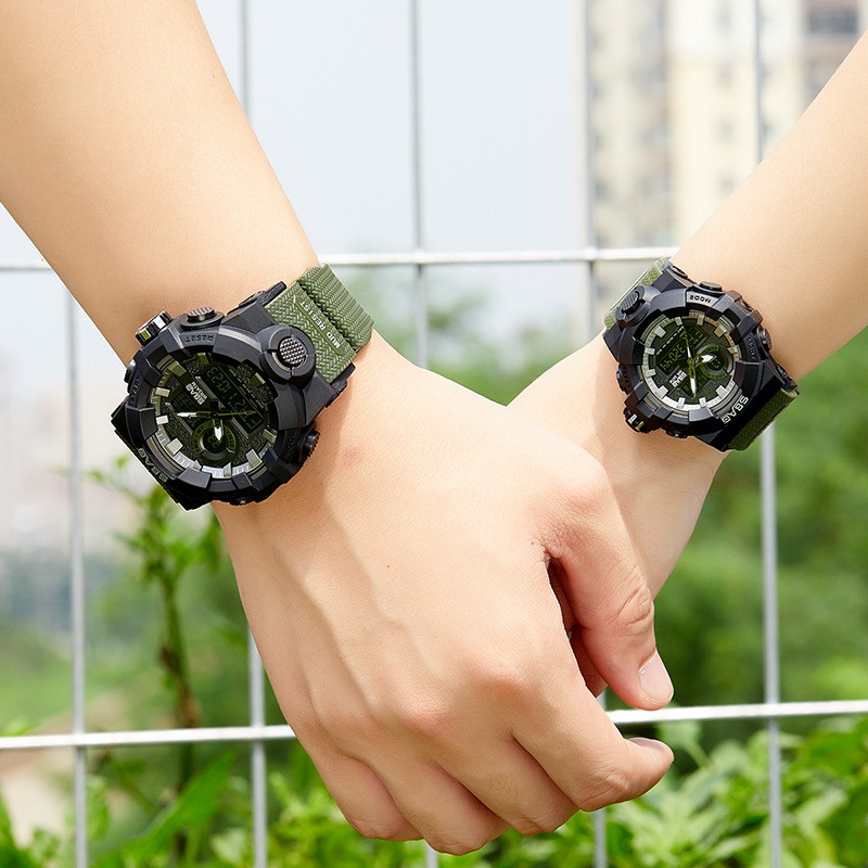 Đồng Hồ Nữ SBAO USA Sports 2 Máy Kim và Điện Tử Mạnh Mẽ Dây Silicone Bền Chắc S8018