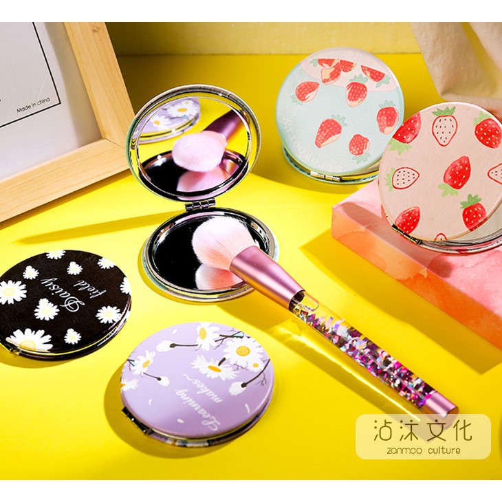 Gương trang điểm cầm tay 2 mặt mini gấp gọn tiện lợi hàn quốc