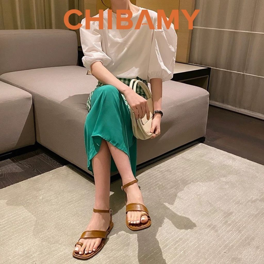 Sandal nữ xỏ ngón chiến binh 1 quai chéo đế bệt