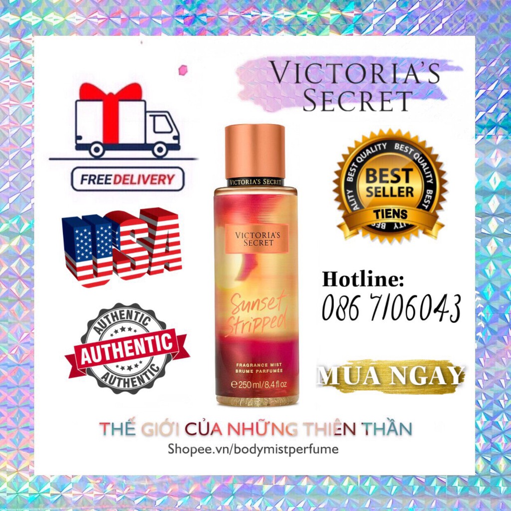 𝗕𝗢𝗗𝗬𝗠𝗜𝗦𝗧⚜️Mẫu thử xịt thơm Body Mist Victoria's Secret - Sunset Stripped 250ML