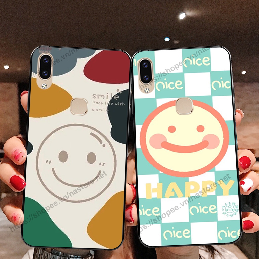 Ốp lưng Vivo V11 / V11i / Y85 / V9 / Y91 / Y95 mặt cười, họa tiết caro đơn giản đẹp cute