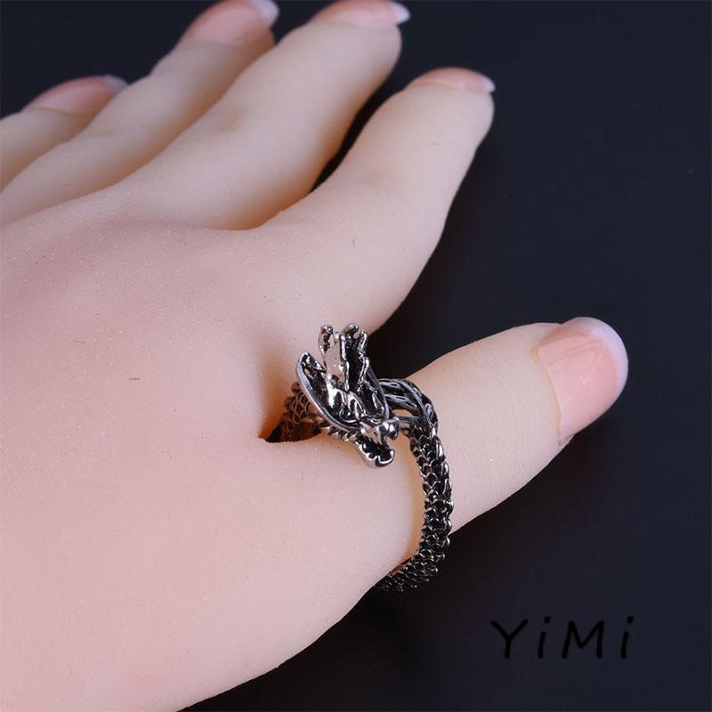 Nhẫn đeo ngón tay rồng phong cách punk rock vintage cá tính dành cho nam và nữ