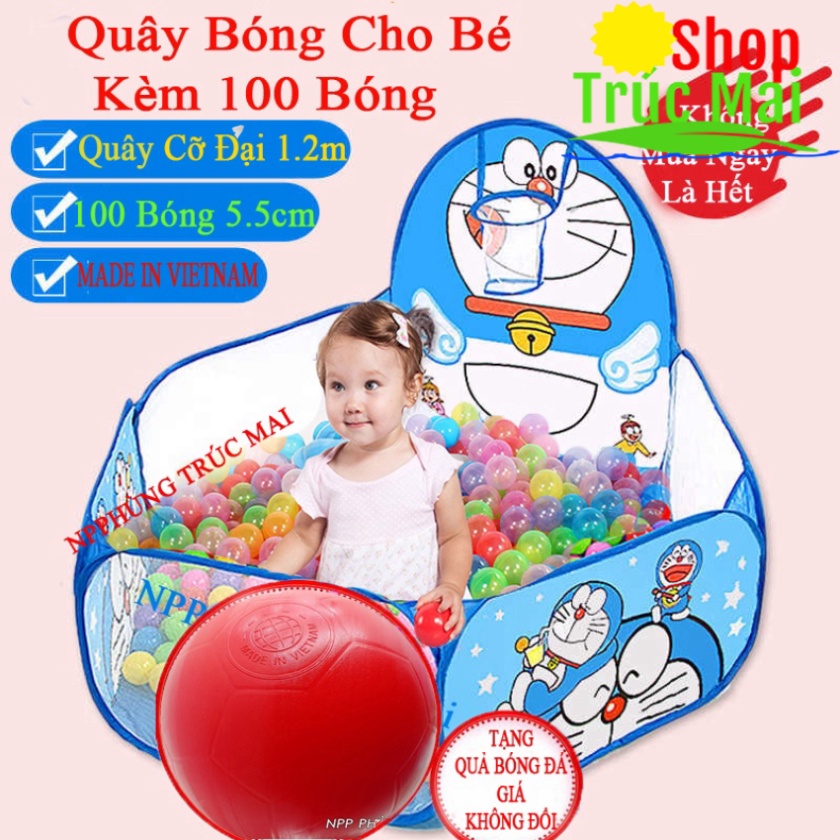 Bóng Nhựa Nhà Bóng 100 Banh kèm Quây Doremon Đồ Chơi Cho Bé Tặng Kèm 1 Quả Bóng Đá Giá Không Đổi