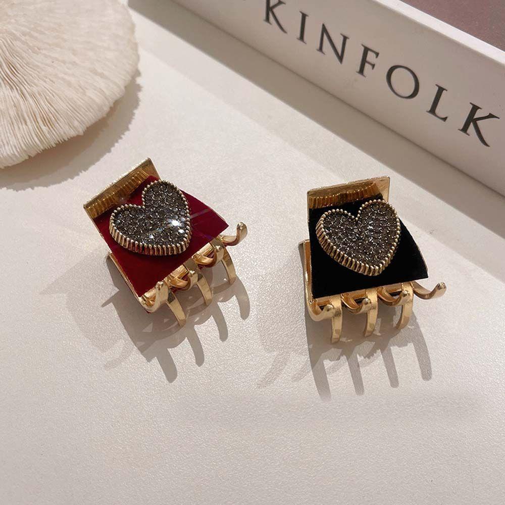 TWINKLE Kẹp Tóc Đuôi Ngựa Mini Hình Trái Tim / Hình Học Bằng Nhung Dễ Thương Xinh Xắn