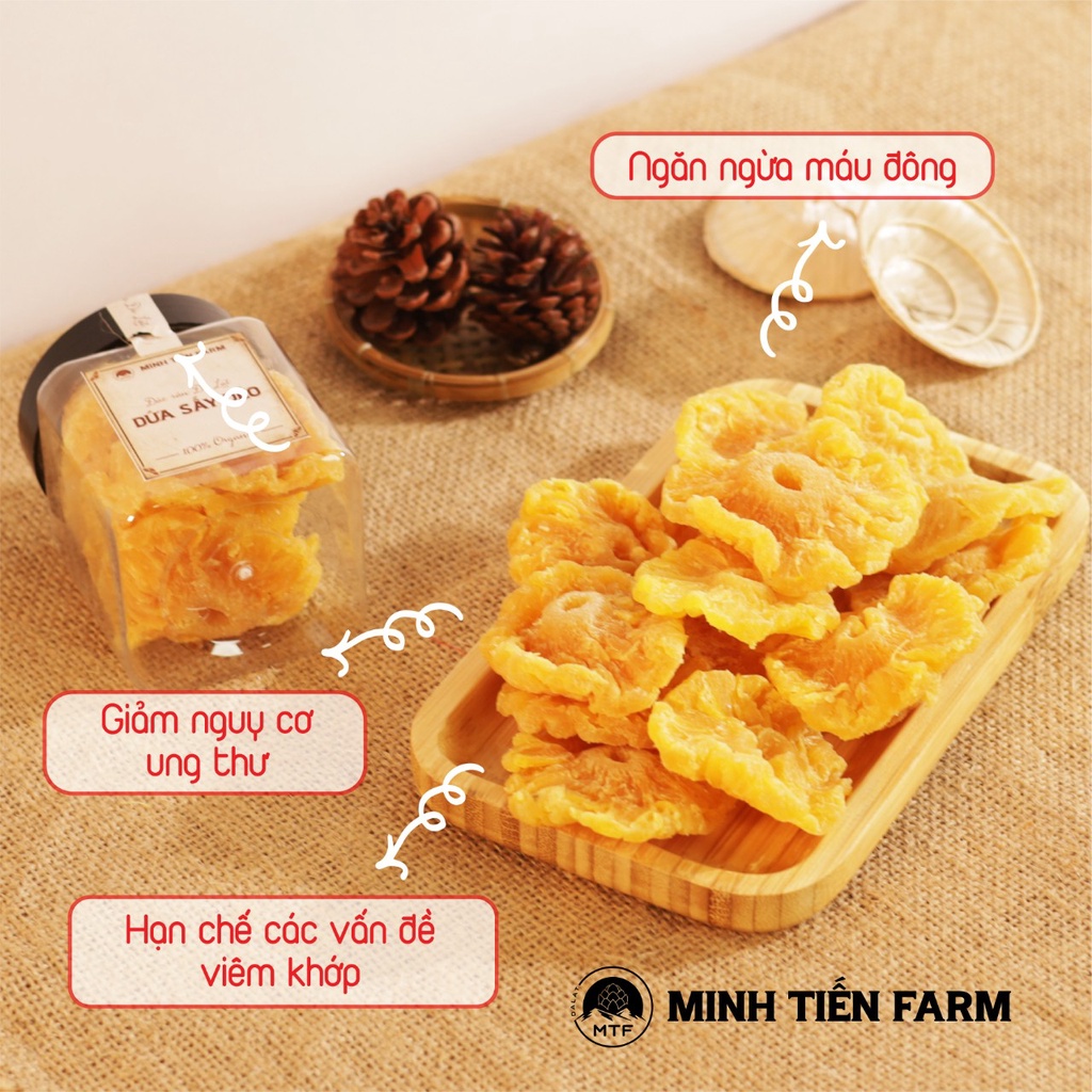 Dứa cay sấy dẻo nguyên vị 200gr- 350gr trái cây sấy gốc Đà Lạt Minh Tiến Farm